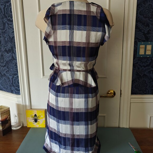 Flutter sleeve Banana Republic Wrap Dress sz 4 - plaid, tartan, wedding guest - Picture 4 of 14